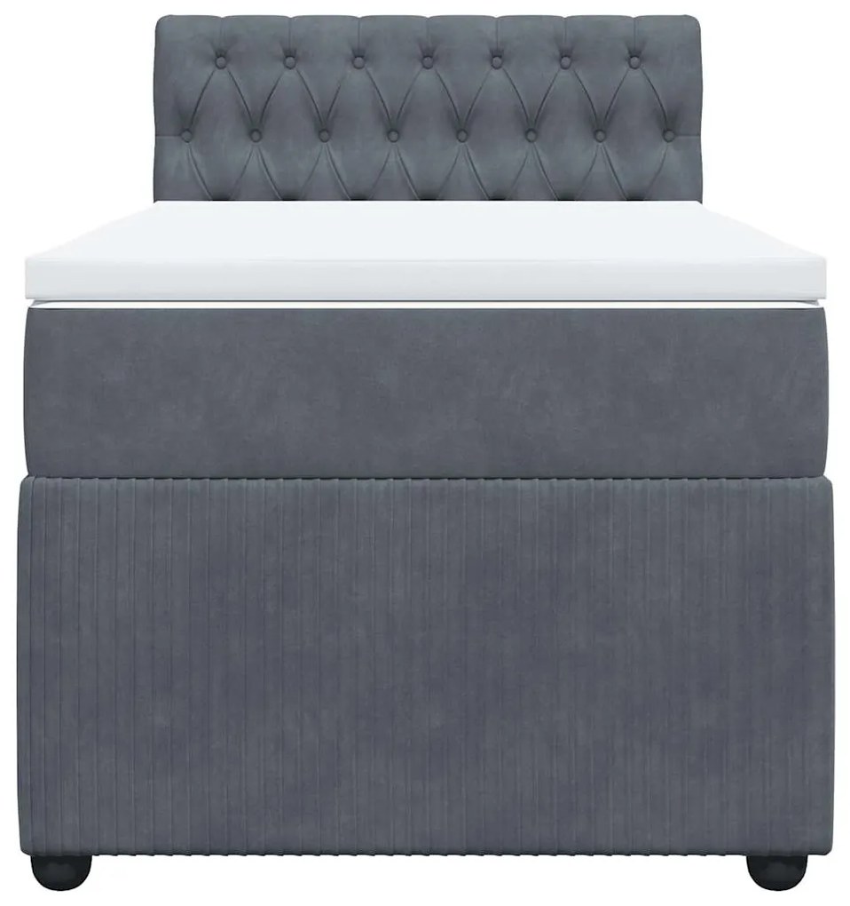 Cama com molas/colchão 100x200 cm veludo cinza-escuro