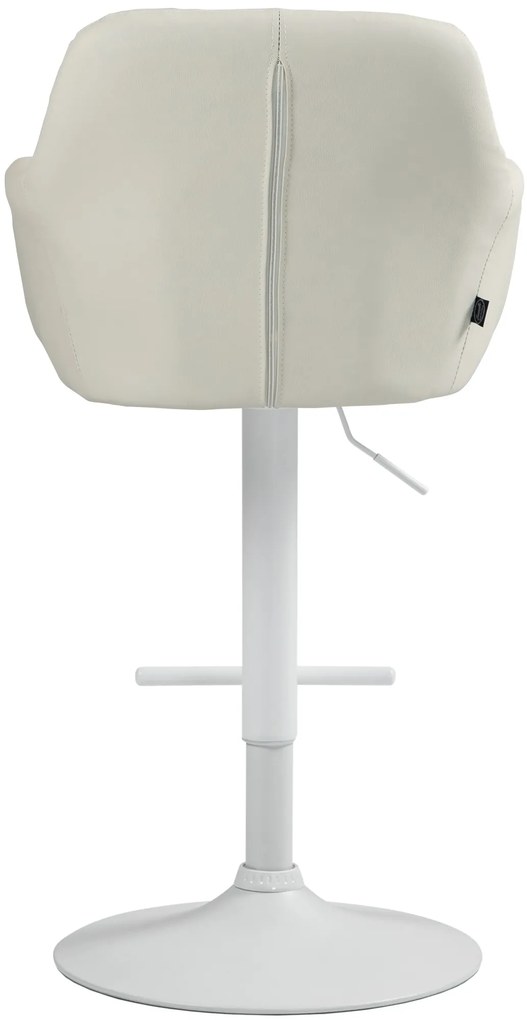 Banco de bar Natoma em couro sintético com estrutura branca 97-118 x 57 x 59 cm Creme