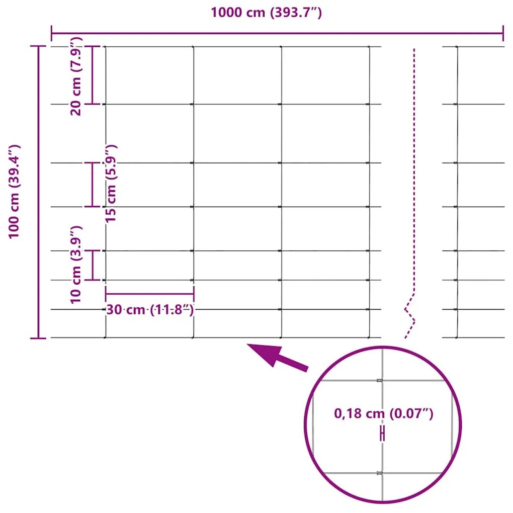Cerca de Campo 1x10 m em Aço Galvanizado
