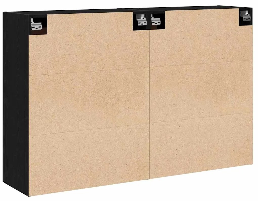Gabinetes Suspensos 2 pcs Carvalho Preto Madeira Engenheirada