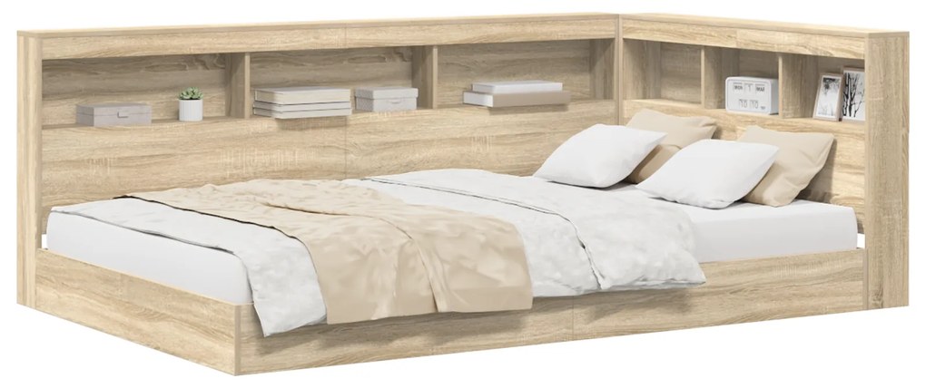 Cama com Estante Carvalho Sonoma 120x190 cm Madeira Engineered.