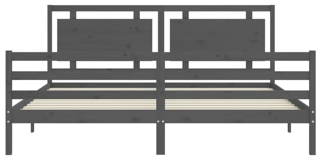 Estrutura de cama com cabeceira 200x200 cm madeira maciça cinza