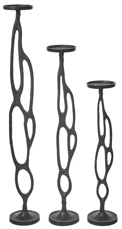 Conjunto de 3 castiçais em metal preto BUNI Beliani