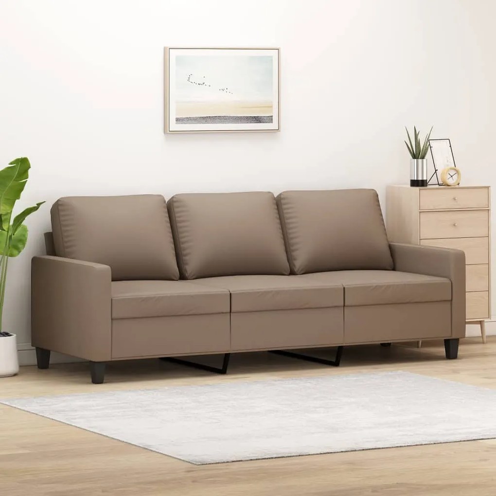 vidaXL Sofá de 3 lugares 180 cm couro artificial cor cappuccino