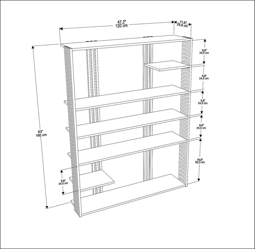 Estante Jenny – Antracite e Branco – 120x160x29,6 cm
