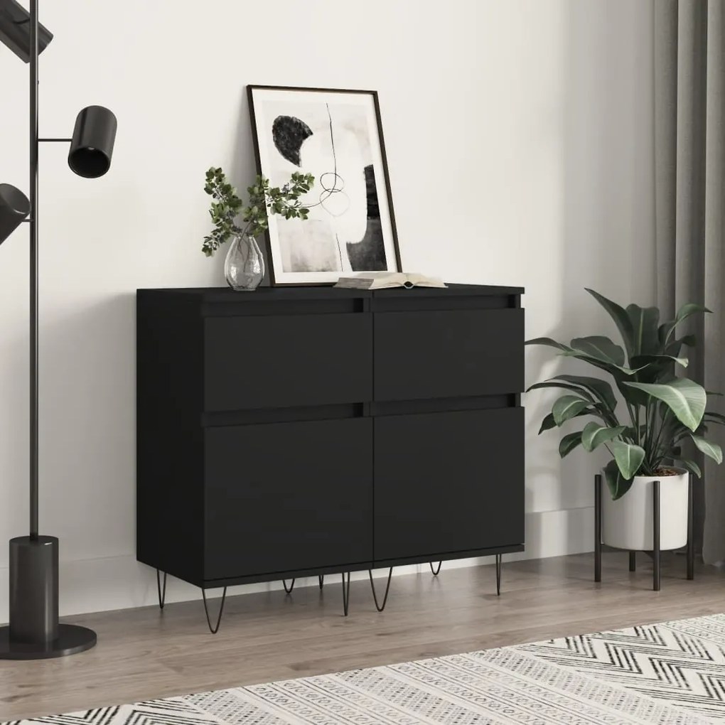 831151 vidaXL Aparadores 2 pcs 40x35x70 cm derivados de madeira preto