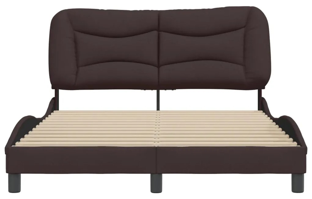 Estrutura de cama sem colchão 120x200 cm tecido castanho-escuro