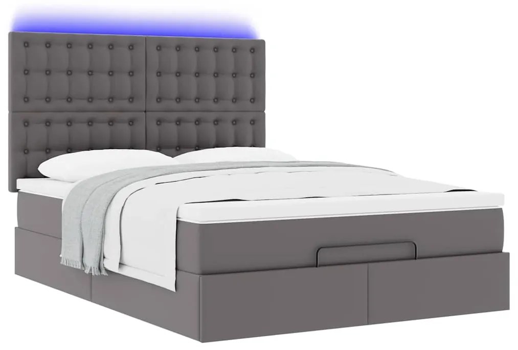 Estrutura de cama otomana com colchão 140x190 cm cinzenta