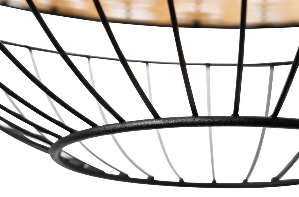 Candeeiro de suspensão oriental preto com ráfia 38 cm - Emir Oriental