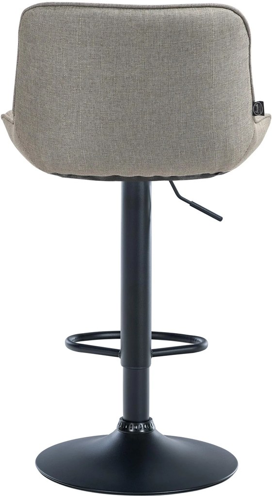 Banco alto em tecido com estrutura preta 85-106 x 49 x 51 cm castanho acinzentado