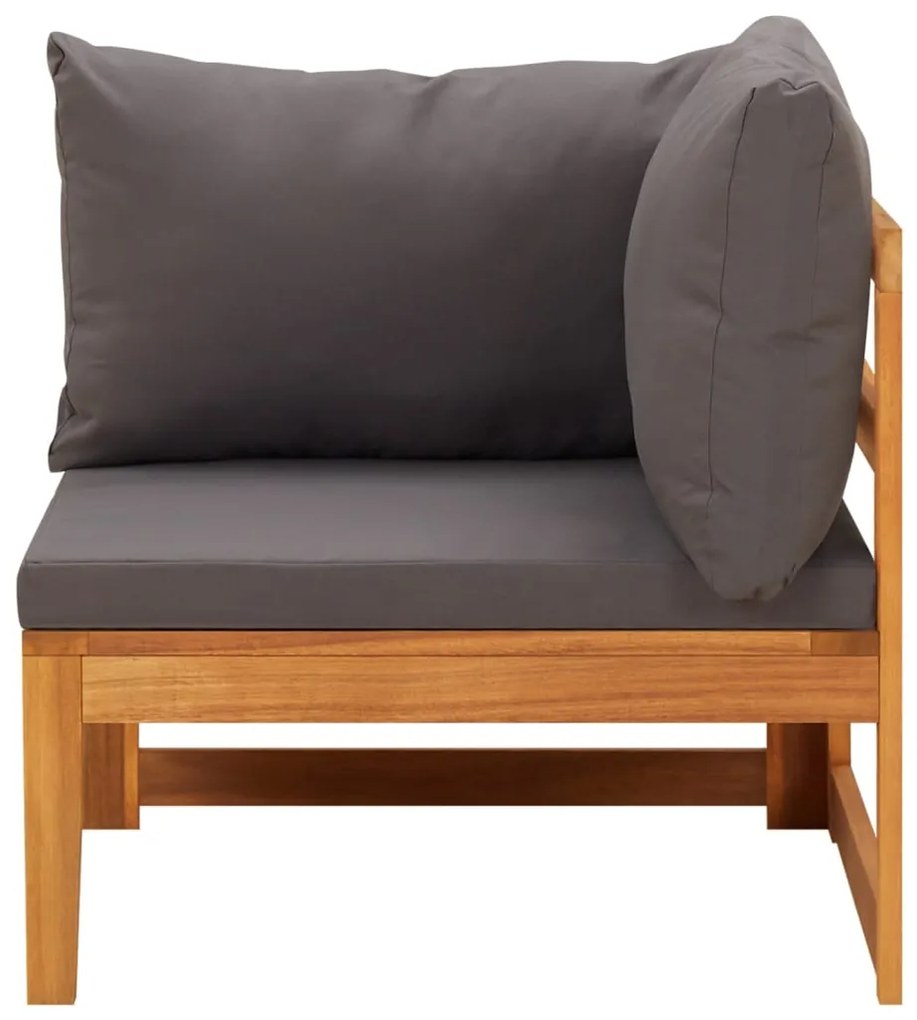 4 pcs conj. lounge de jardim c/ almofadões cinza-escuro acácia
