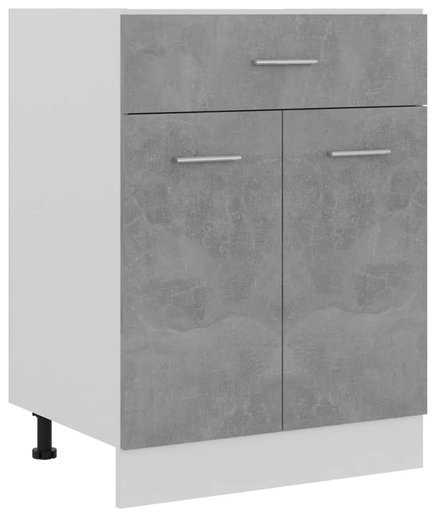801232 vidaXL Armário inferior c/ gavetas 60x46x81,5cm contraplacado cinzento