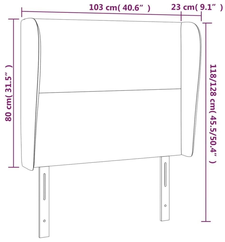 Cabeceira cama c/ abas tecido 103x23x118/128 cm cinzento-claro