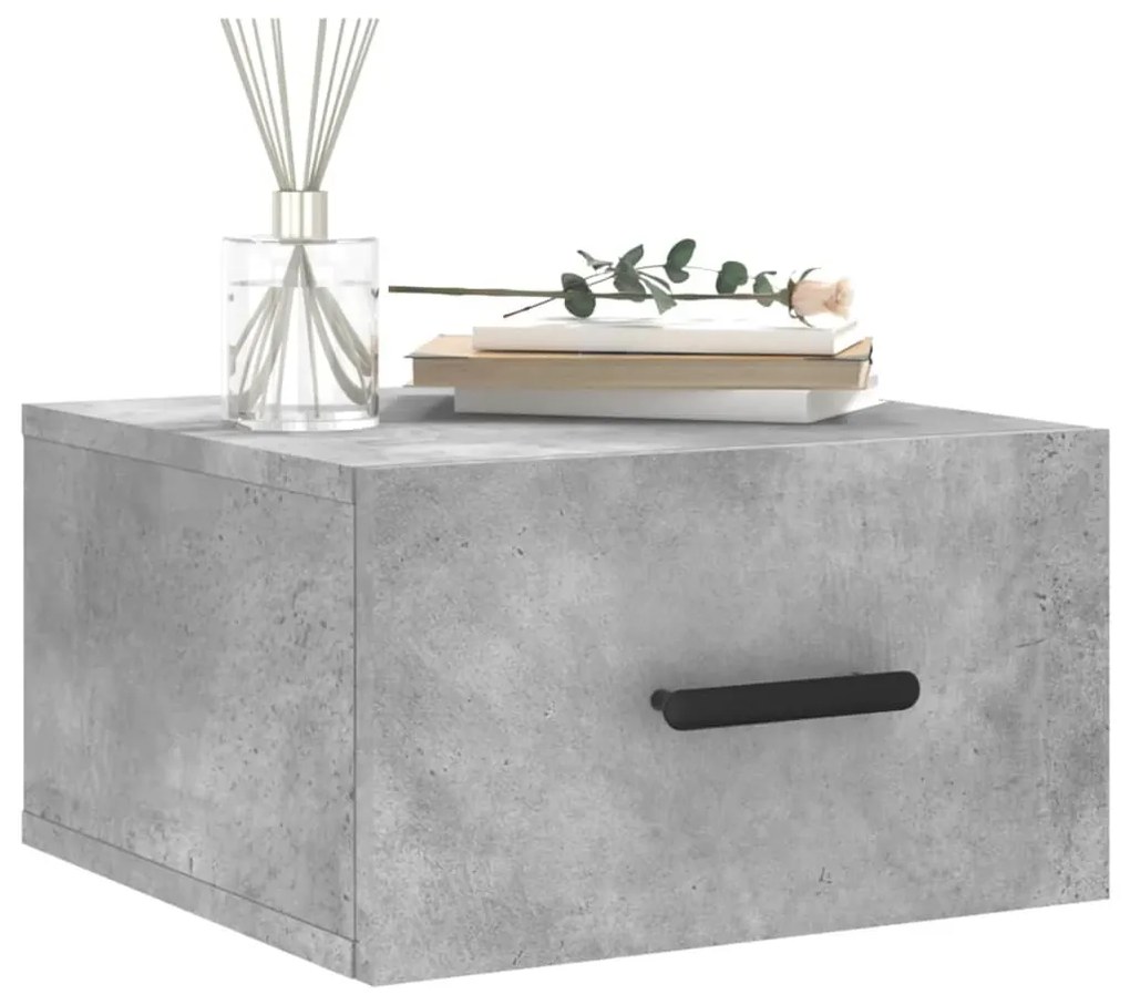 Mesa cabeceira montagem na parede 35x35x20 cm cinzento cimento