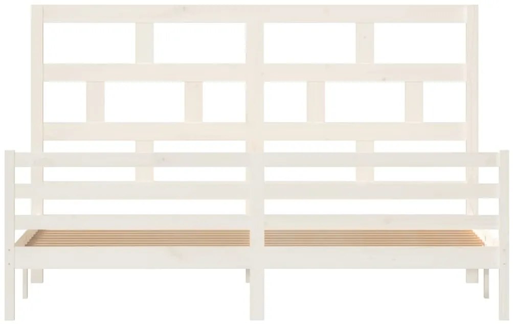 Estrutura de cama 200x200 cm madeira de pinho maciça branco