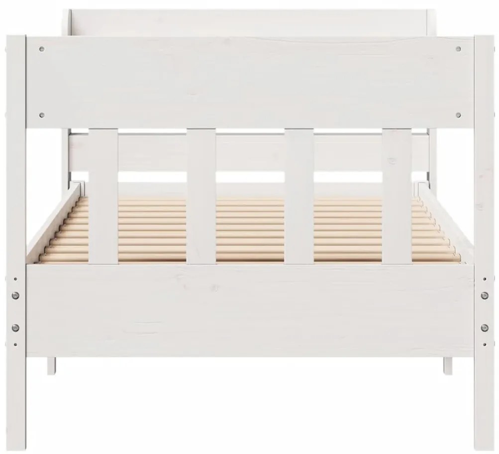 Cama sem colchão 90x200 cm madeira de pinho maciça branco