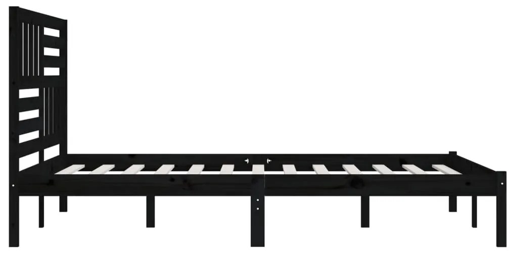 Estrutura de cama 200x200 cm pinho maciço preto