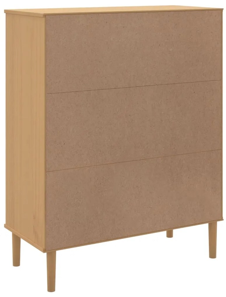Móvel alto SENJA aspeto vime 90x40x112 cm pinho maciço castanho