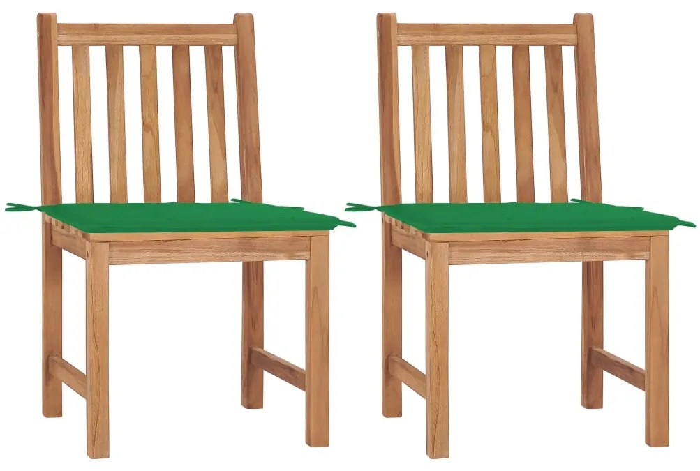 vidaXL Cadeiras de jardim c/ almofadões 2 pcs teca maciça