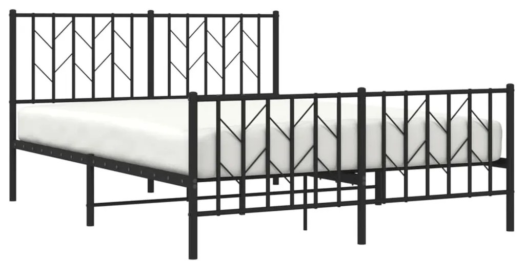 Estrutura de cama com cabeceira e pés 135x190 cm metal preto