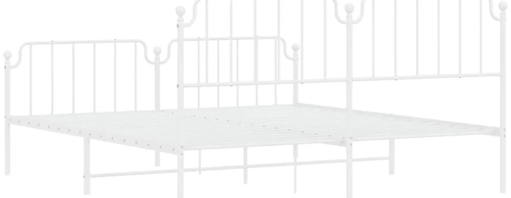 Estrutura de cama com cabeceira e pés 183x213 cm metal branco