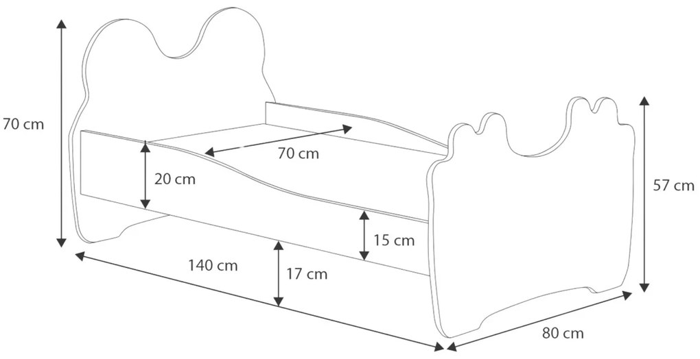 Cama infantil gato 140x70 com gaveta branca - colchão e estrado incluído