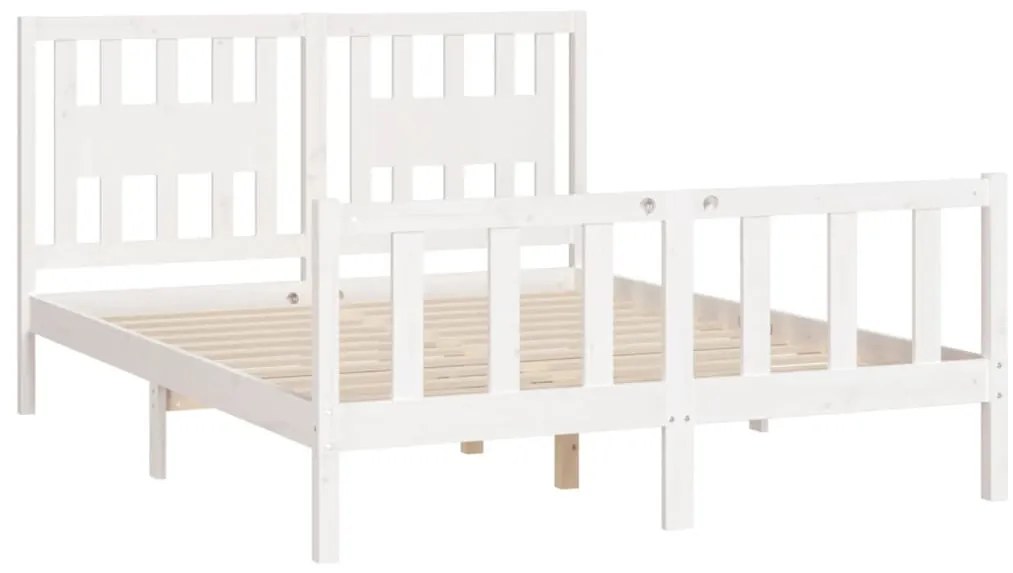 Estrutura de cama com cabeceira 160x200 cm pinho maciço branco