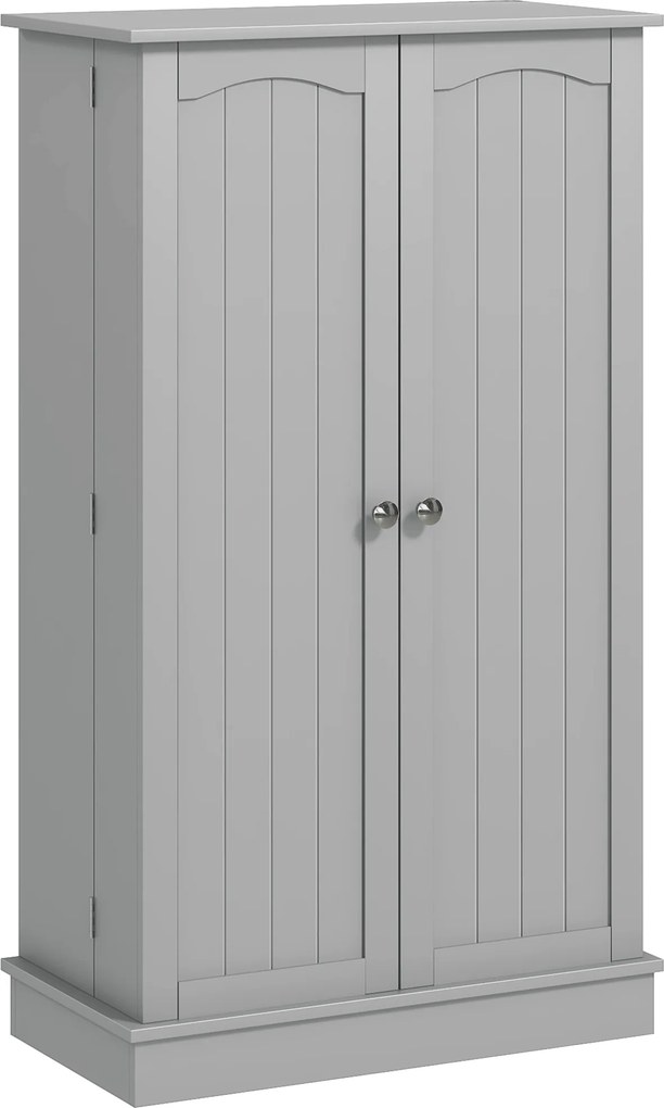 Armário de Cozinha Armário Despensa Cozinha com 2 Portas e 16 Prateleiras Armário Moderno 60x30x104 cm Cinzento