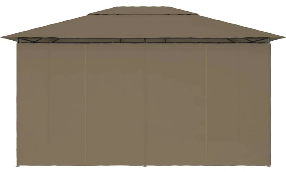 Tenda de jardim com cortinas 4x3m 180 g/m² cinzento-acastanhado