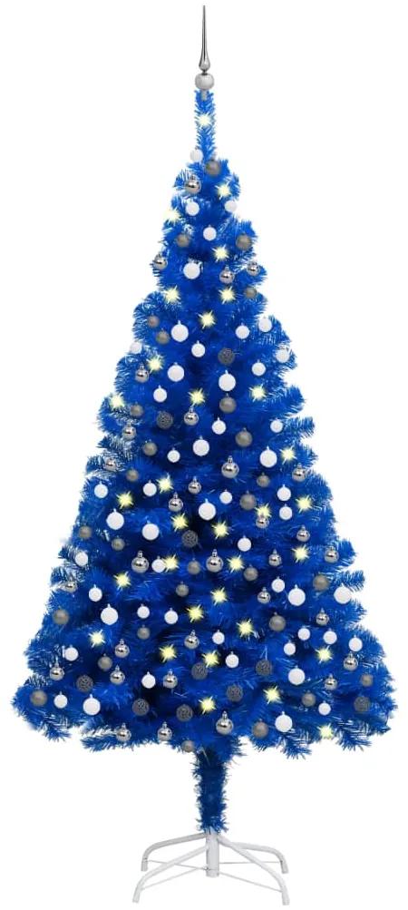 3077683 vidaXL Árvore de Natal artificial c/ luzes LED e bolas 240 cm PVC azul