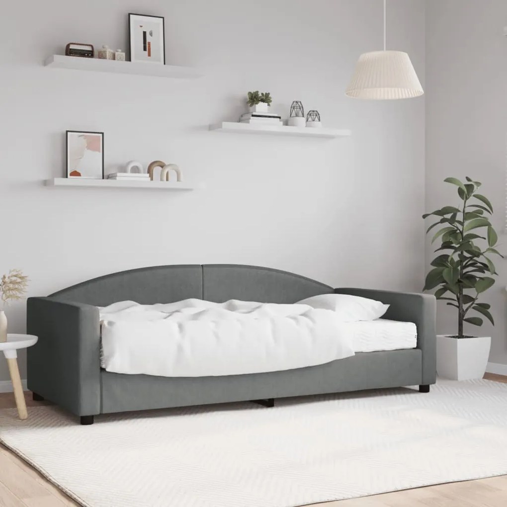 vidaXL Sofá-cama com colchão 90x190 cm tecido cinzento-escuro