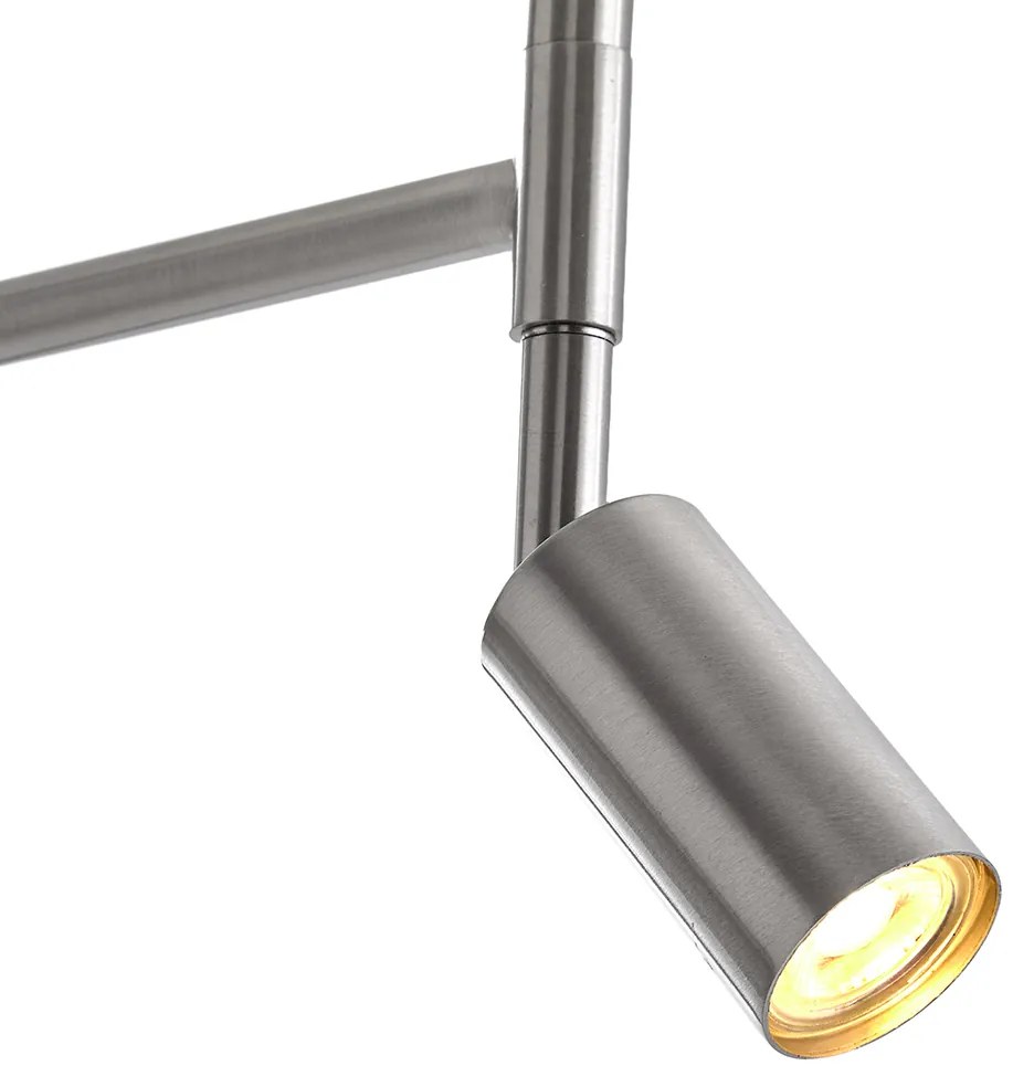 Candeeiro de pé em aço com cúpula branca e luz de leitura ajustável - Ladas