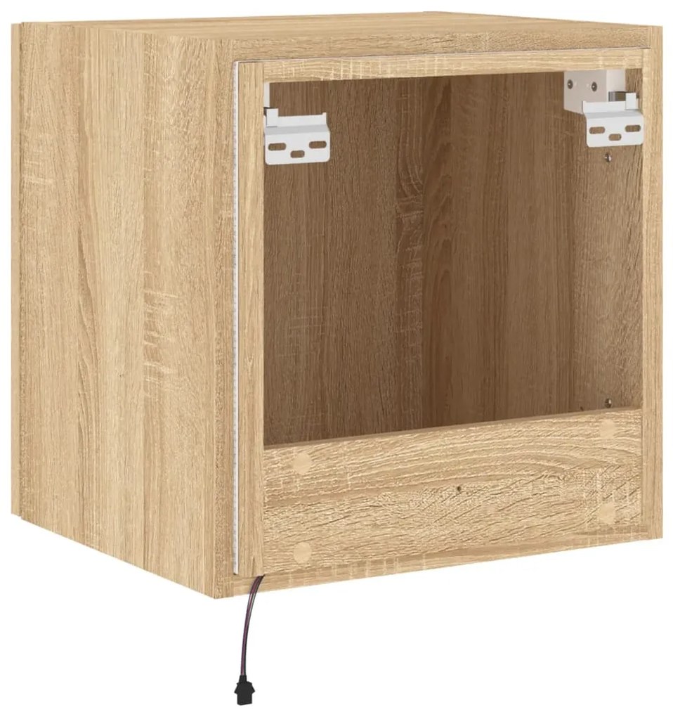 Móvel de parede p/ TV c/ luzes LED 40,5x35x40cm carvalho sonoma