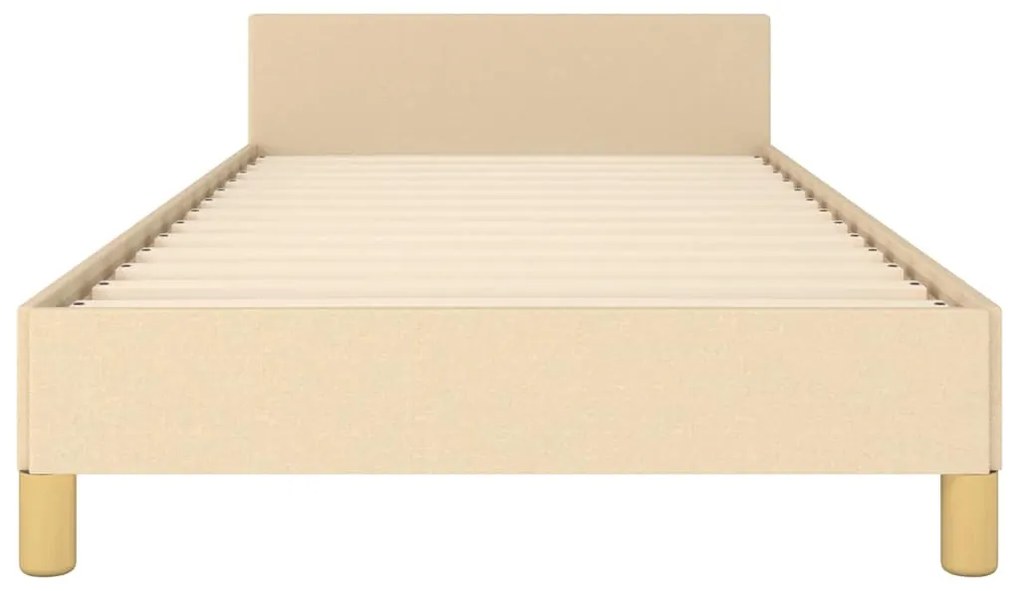 Estrutura cama c/ cabeceira sem colchão tecido 90x190 cm creme