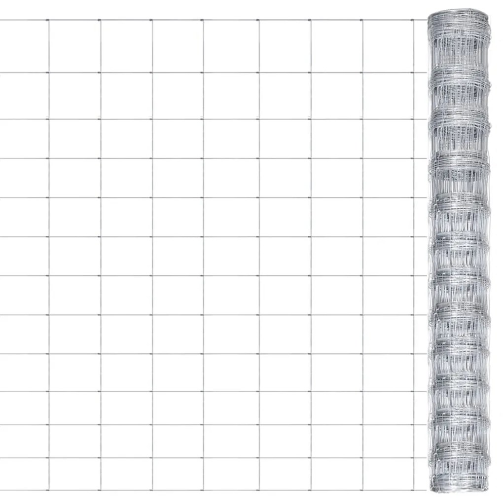 vidaXL Cerca de jardim 50x1,25 m aço galvanizado prateado