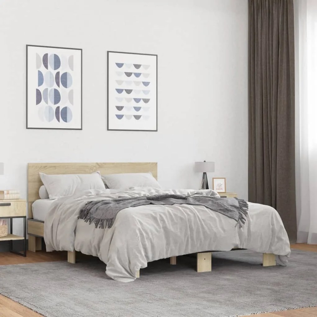 vidaXL Estrutura de cama 140x200 cm derivados madeira/metal