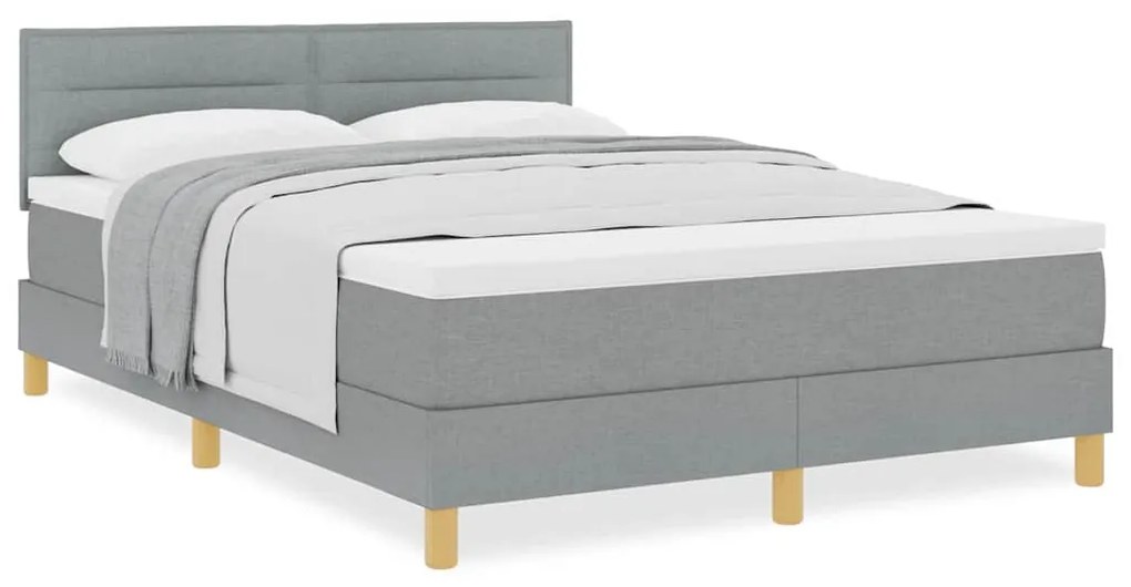 Cama Box Spring com Colchão Cinza Claro 140x200 cm Tecido