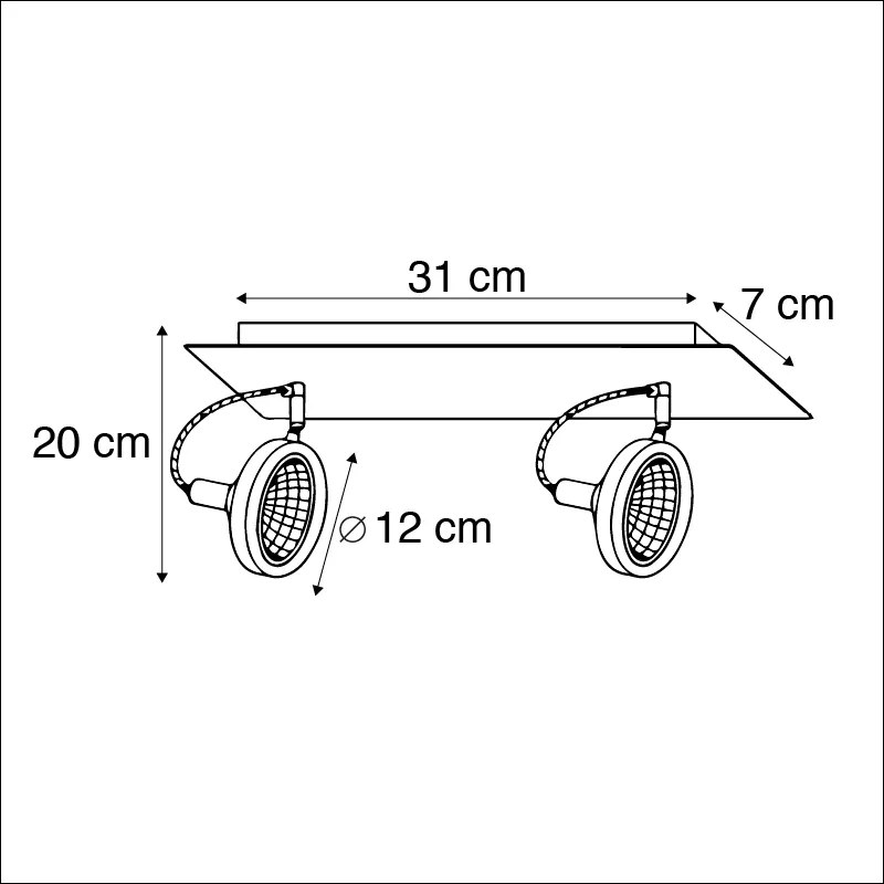 Projetores de design preto 2-luzes ajustáveis - Nox Moderno