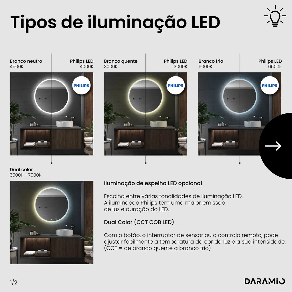 Espelho redondo com luz E1