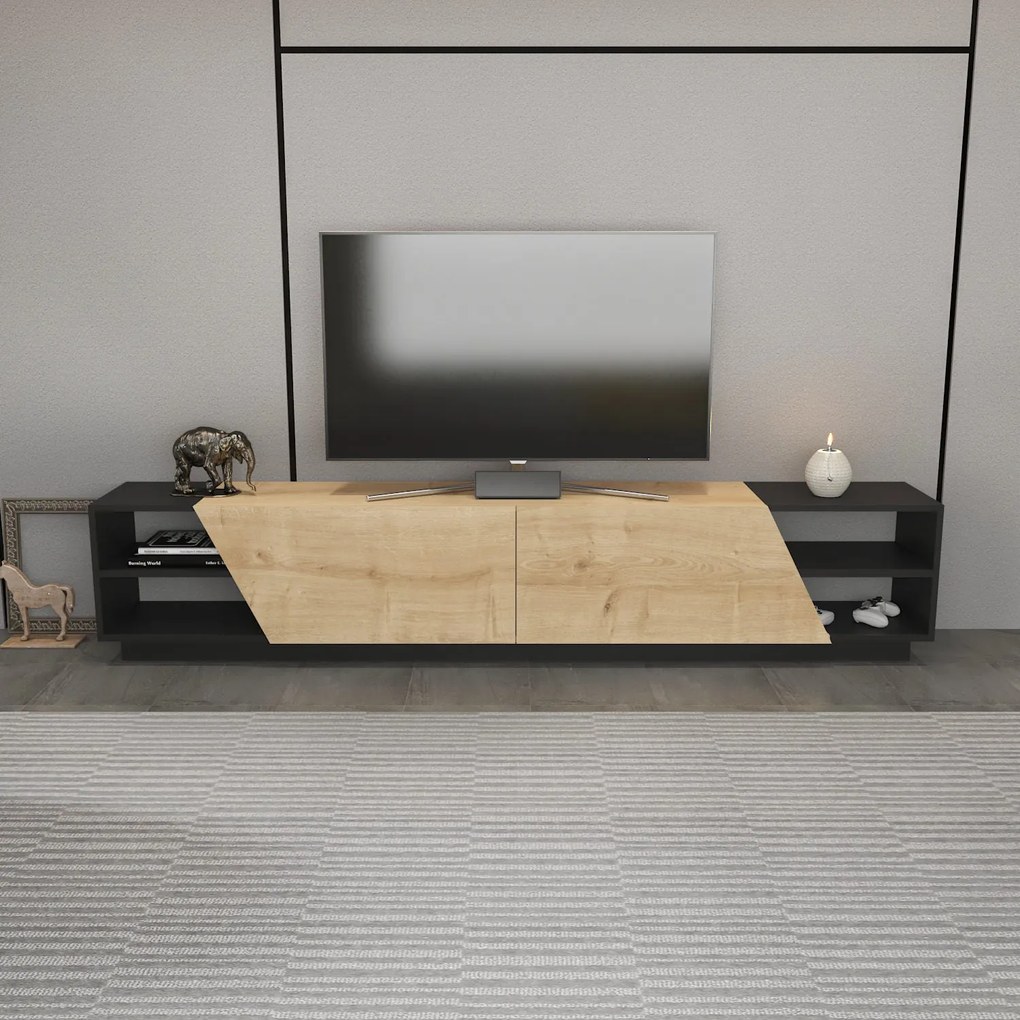 Móvel para TV Rhodes – Antracite e Carvalho – 240x37,1x47,4 cm
