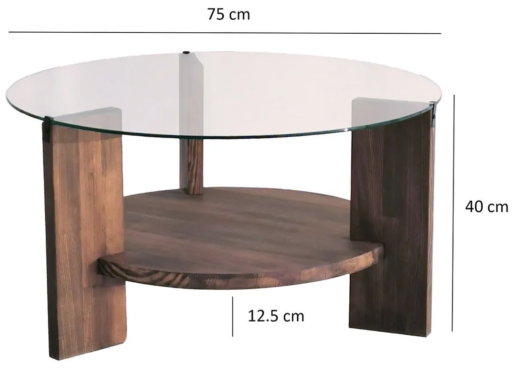 Mesa de Café Mahal – Cor de Noz – 75 cm x 40 cm x 75 cm