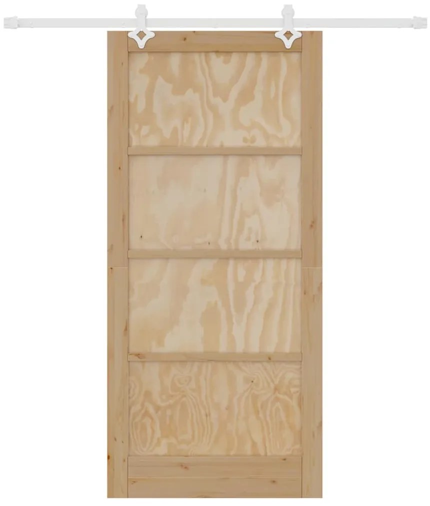 Porta Deslizante vidaXL com Kit de Hardware 93x202 cm Madeira Sólida d