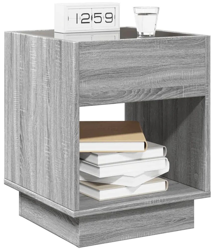 Mesa de cabeceira c/ LED Infinity 40x40x50 cm cinzento sonoma