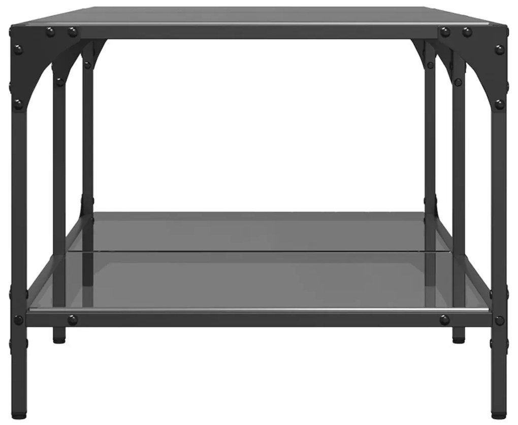 Mesa de centro com topo em vidro preto 98,5x50x40 cm aço
