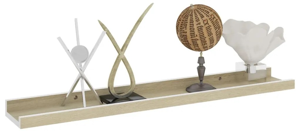 Prateleiras de parede 4 pcs 60x9x3 cm branco e carvalho sonoma