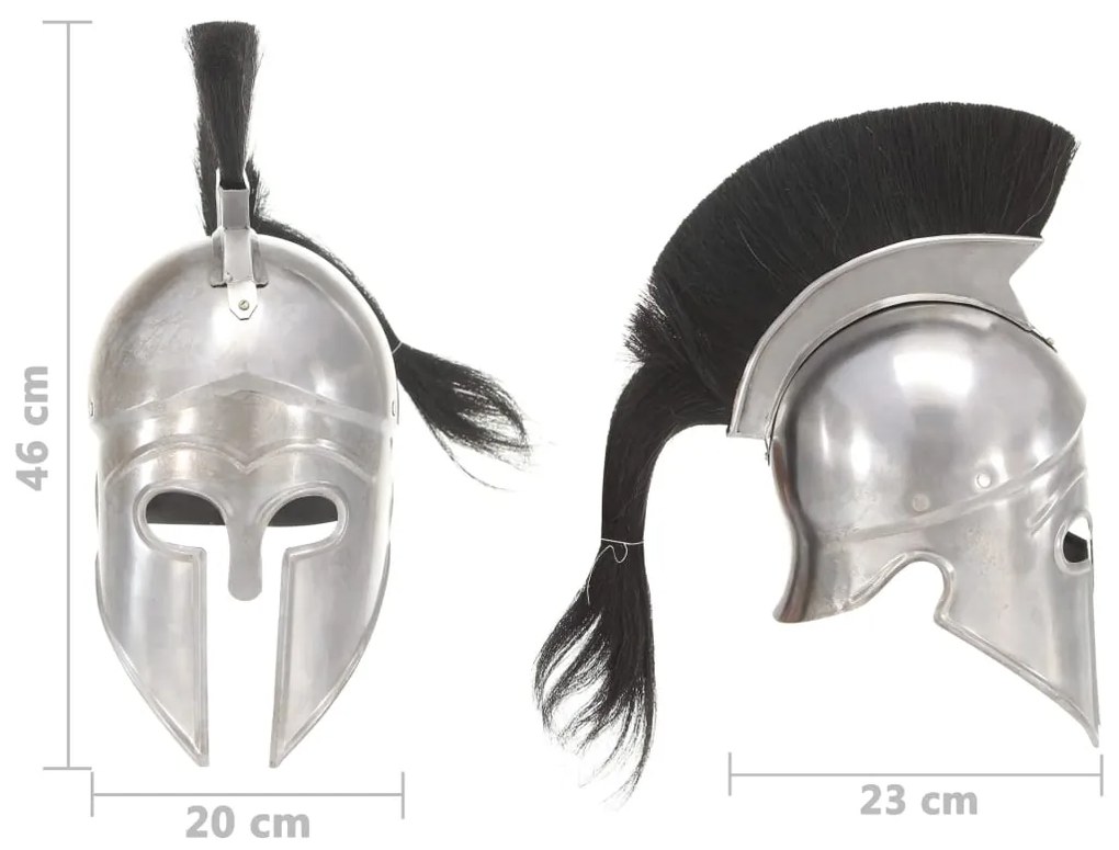 Capacete de soldado grego réplica LARP aço prateado