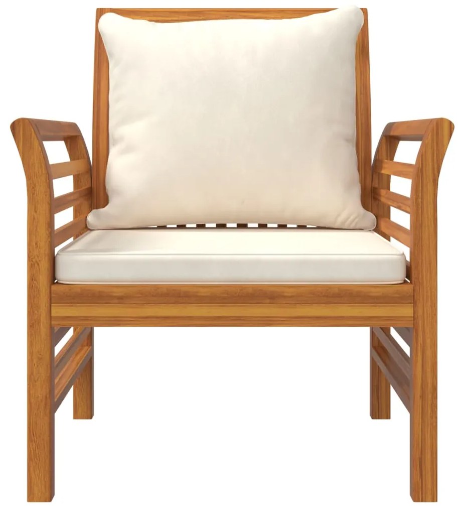 3 pcs conjunto lounge de jardim c/ almofadões acácia maciça