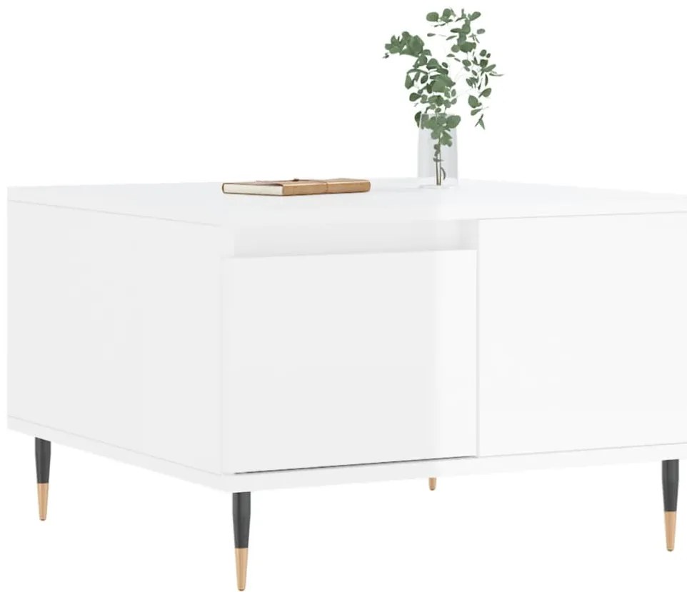 Mesa de centro 55x55x36,5 cm derivados madeira branco brilhante