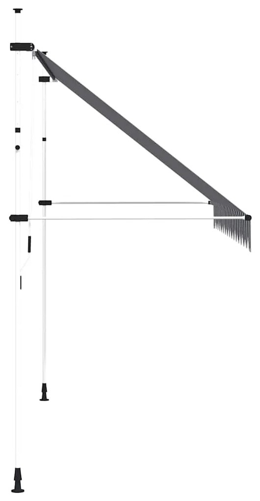 Toldo retrátil manual 350 cm riscas azuis e brancas