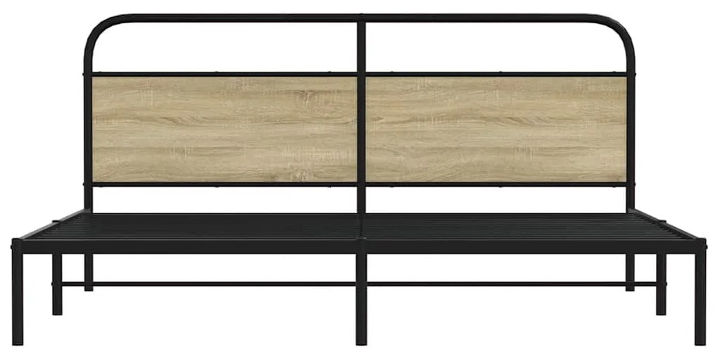 Estrutura de cama sem colchão 180x200cm metal carvalho sonoma